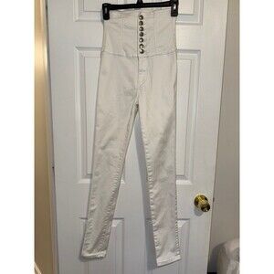 White Super High Waisted Skinny Pants Size 1
